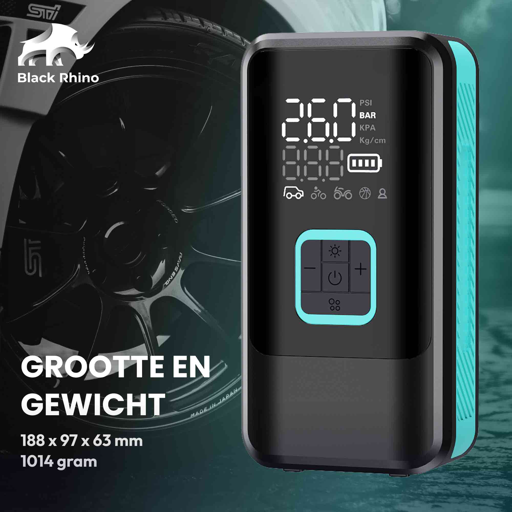 Black Rhino AeroBoost T-3 grootte- en gewichtsinformatie