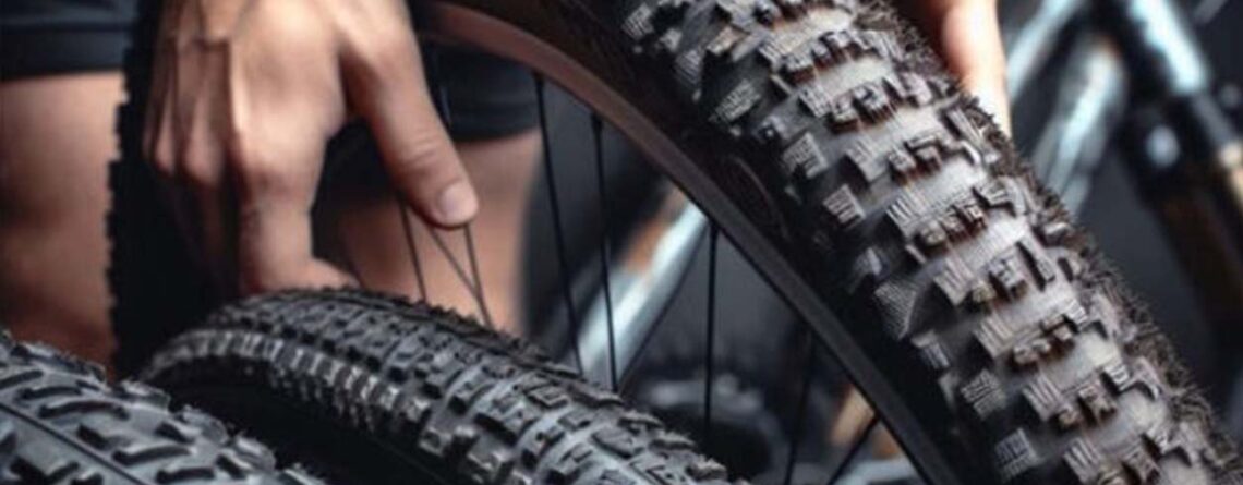 Verschillende mountainbikebanden langs elkaar