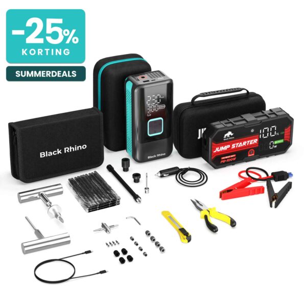 Black Rhino Roadside Rescue Kit – 3-in-1 Pechkit voor Auto, Camper & Motor - Image 1